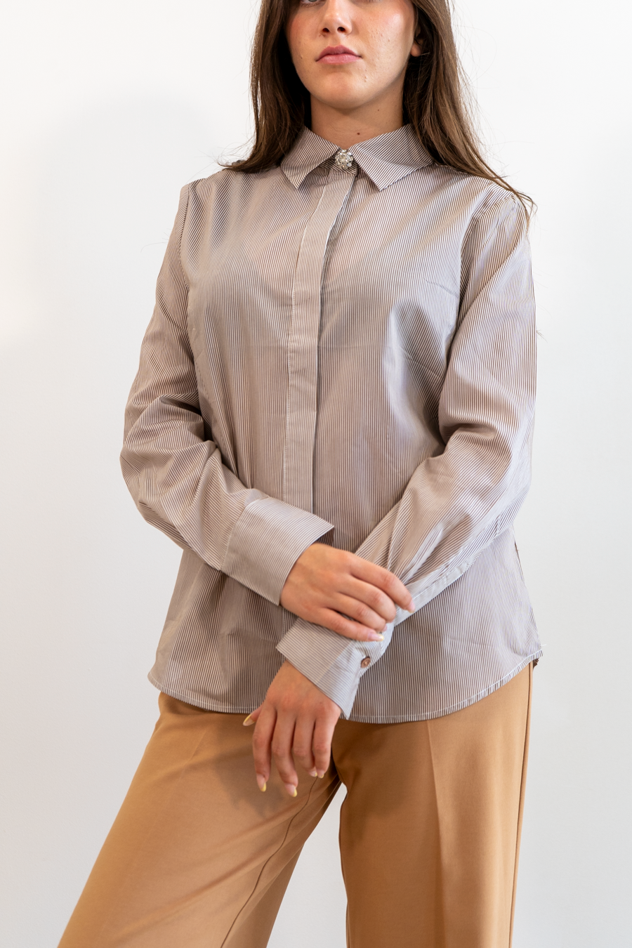 CAMICIA RIGATA IN MISTO VISCOSA