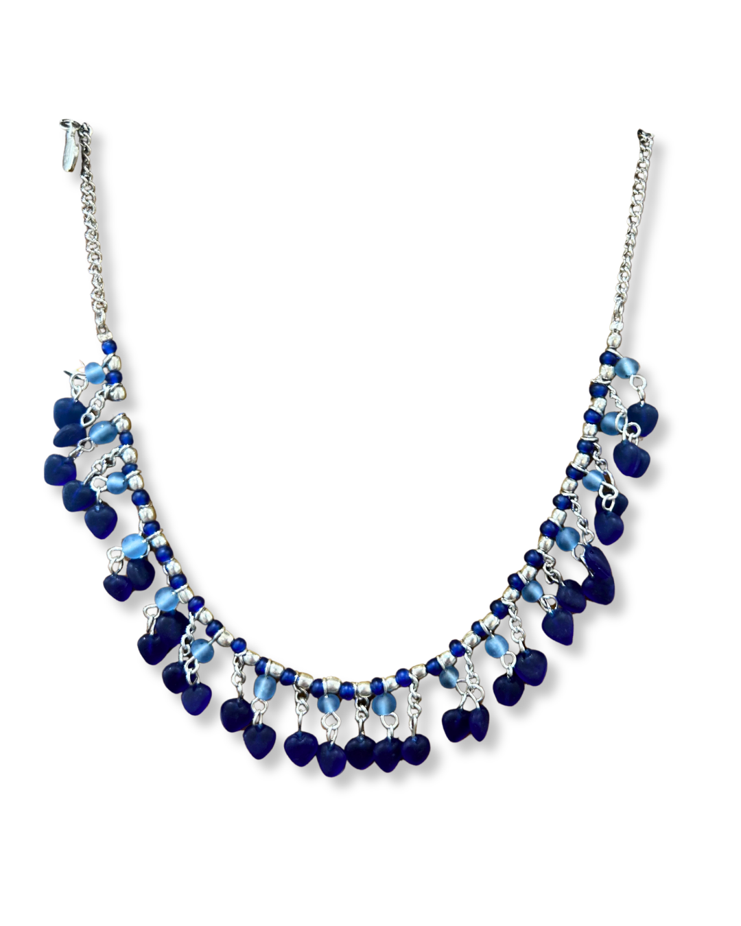 COLLANA PENDENTI CUORI/PERLINE