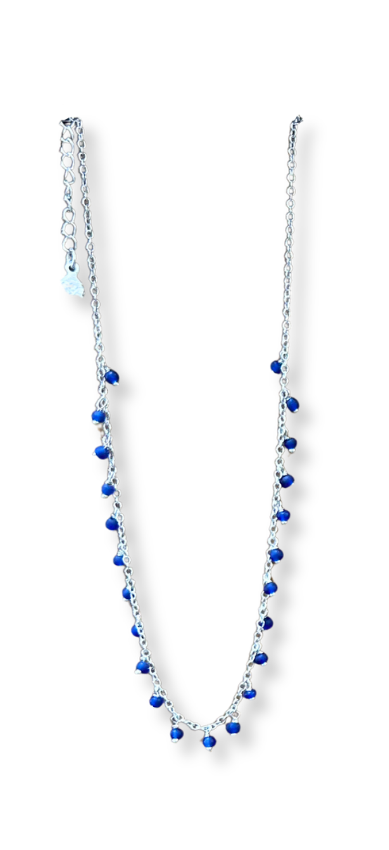 COLLANA PENDENTI PERLINE BLU