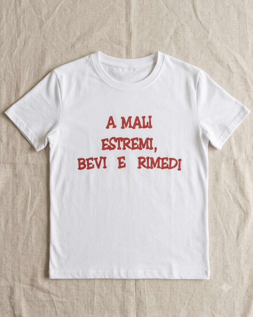 T-SHIRT "A MALI ESTREMI BEVI E RIMEDI"
