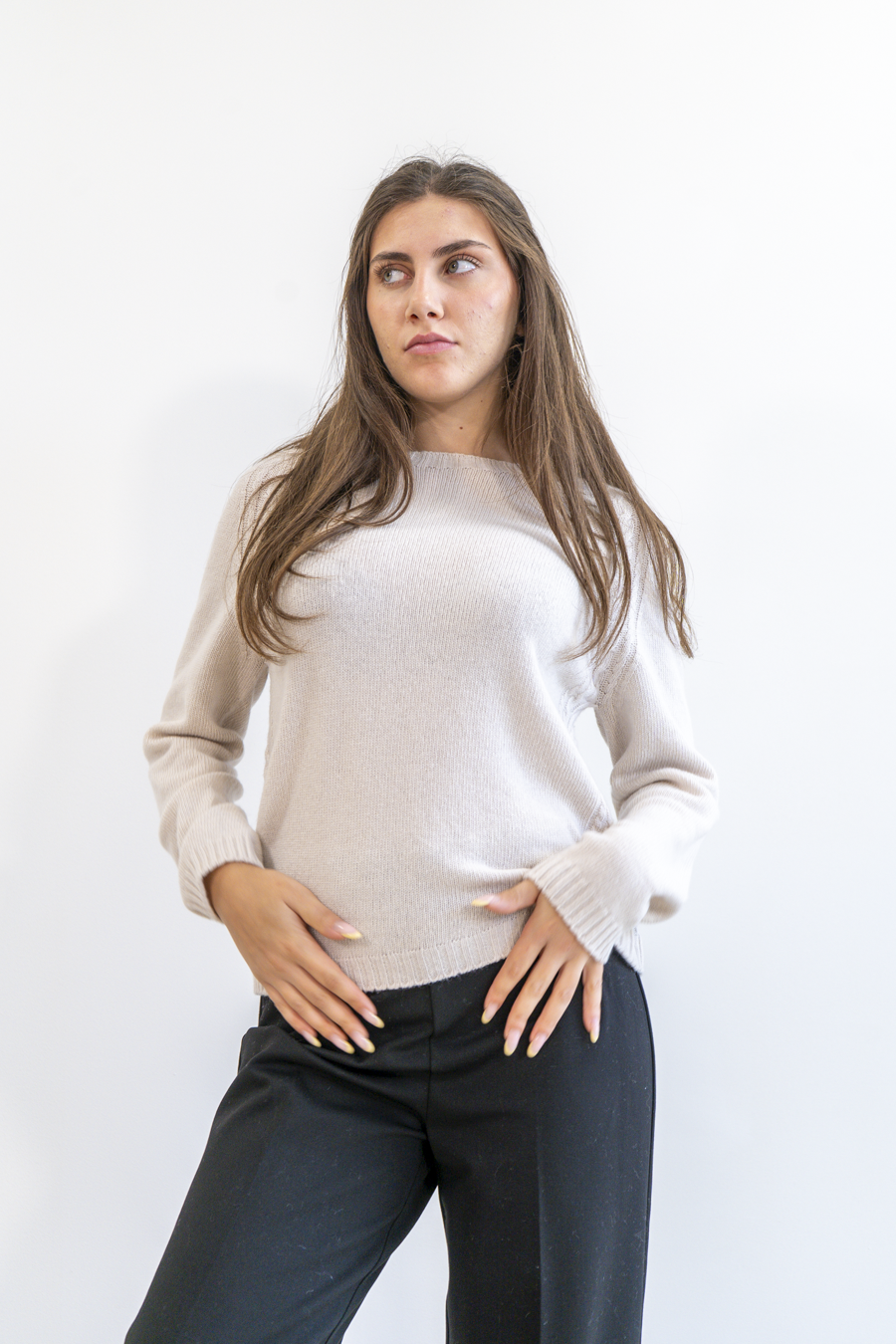 MAGLIA RAGLAN CON TRECCE IN CASHMERE