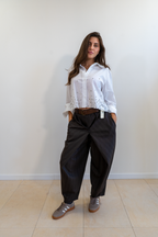 PANTALONE GESSATO ASSIMMETRICO