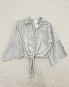 CAMICIA LINO 100% con pizzo macramè