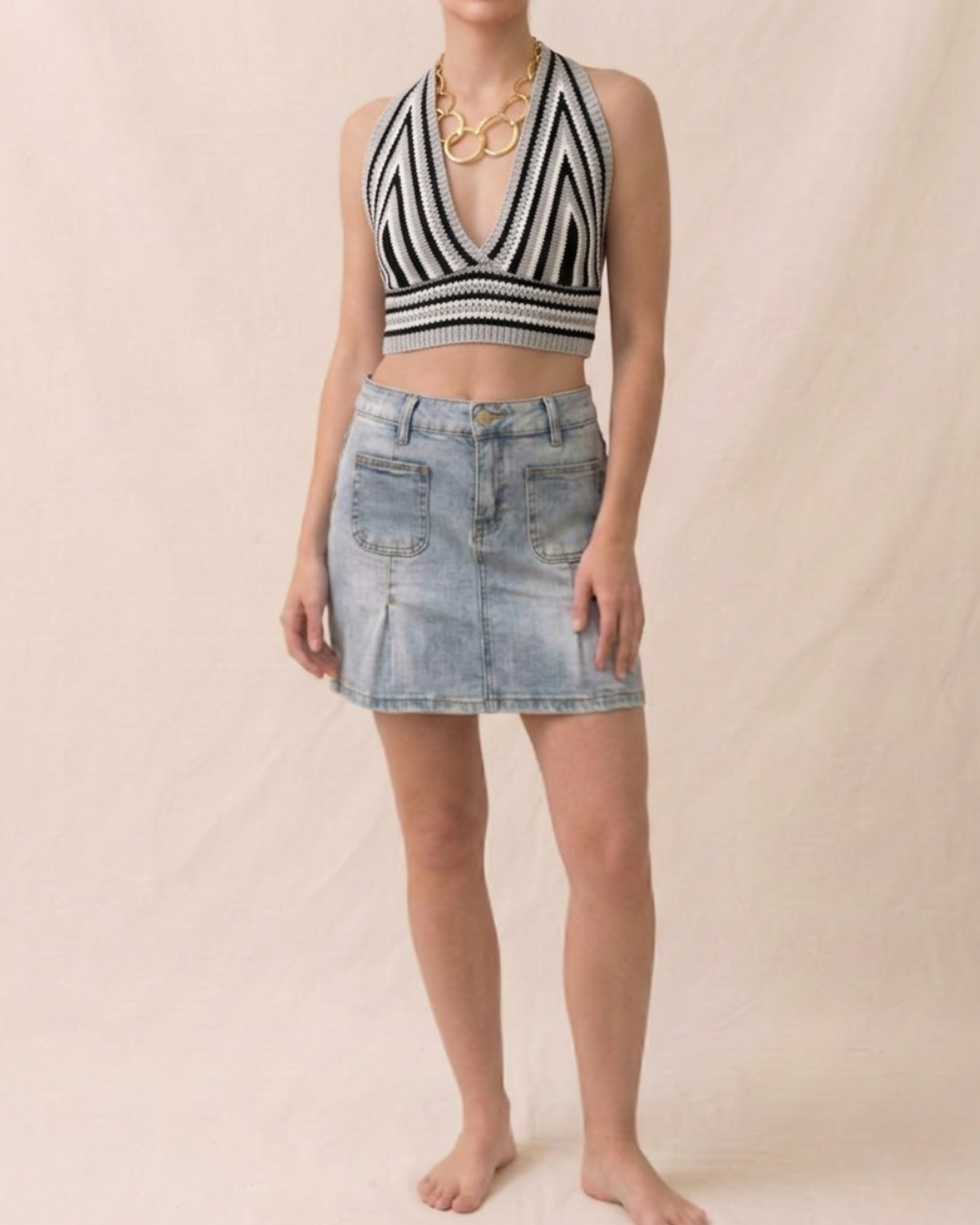 TOP IN COTONE TRICOLOR