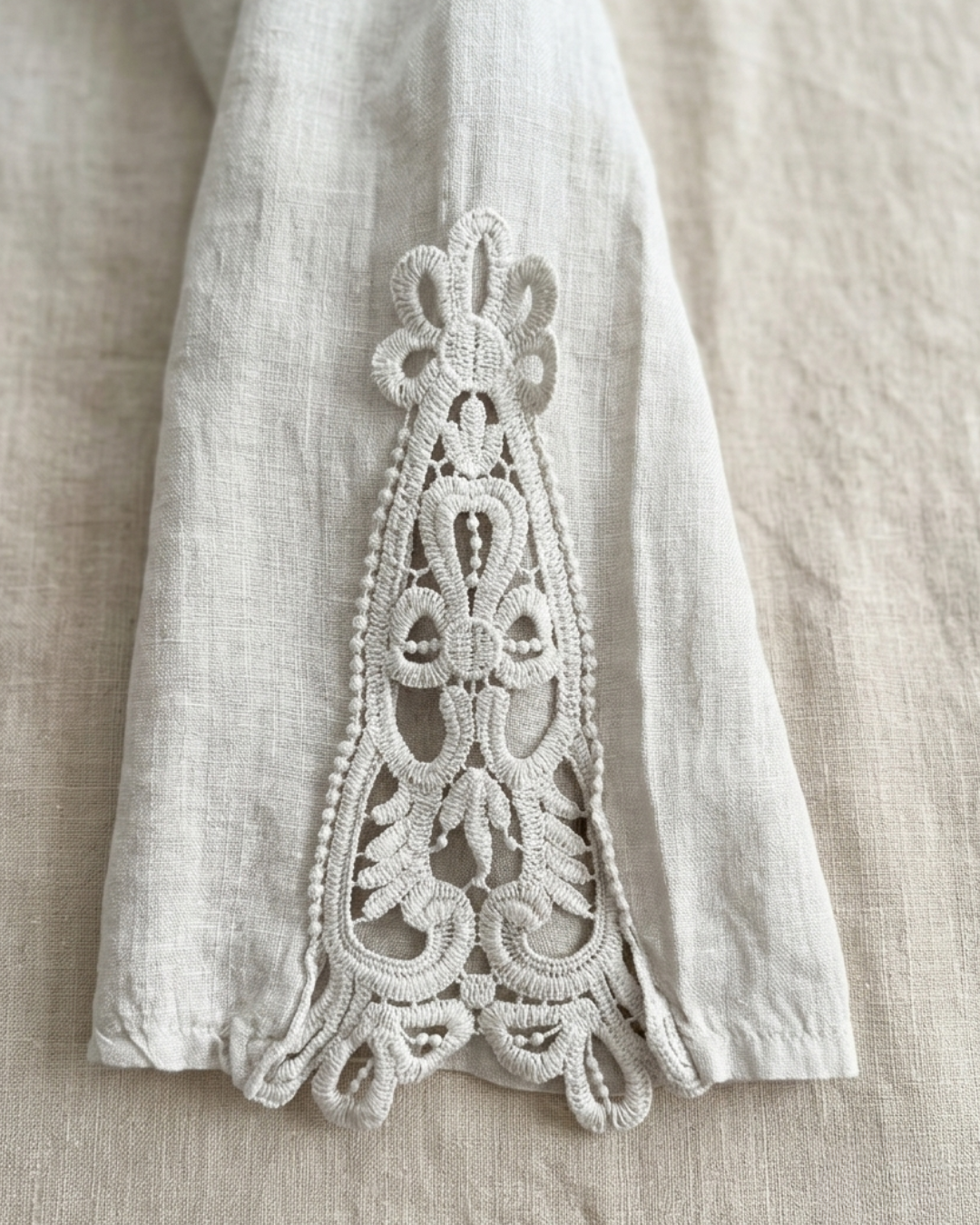 CAMICIA LINO 100% con pizzo macramè