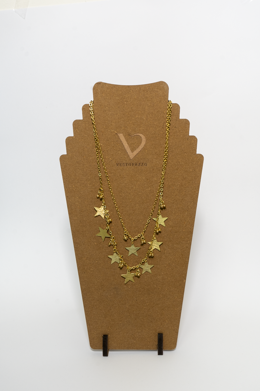 COLLANA DUE CATENE STELLE PENDENTI