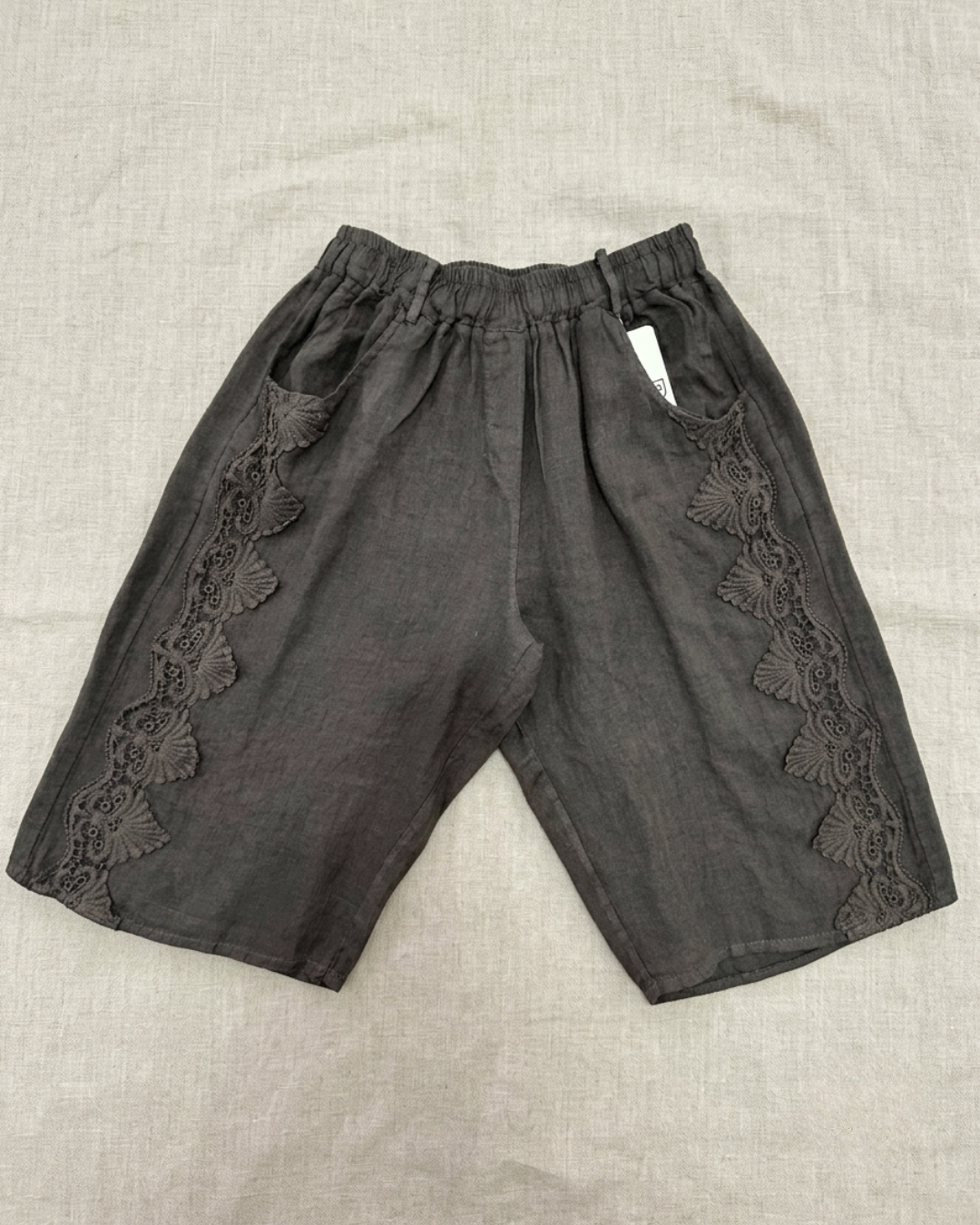 BERMUDA LINO 100% con pizzo macramè