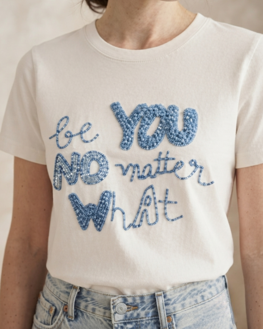 T-SHIRT GIROCOLLO "BE YOU NO METTER WHAT"