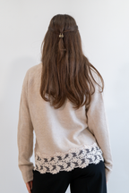 MAGLIA G/C CROP. CON PIZZO RICAMATO