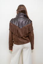 BLUSOTTO ECO-PELLE-CAMOSCIO CON FRANGE