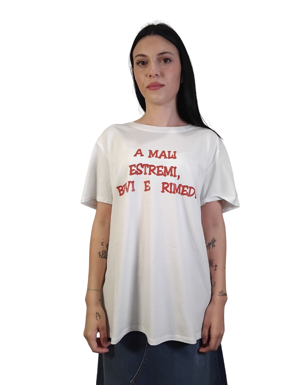 T-SHIRT "A MALI ESTREMI BEVI E RIMEDI"