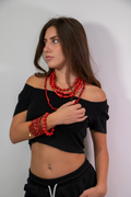 COLLANA 3 FILI PERLE CORALLO