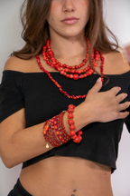 BRACCIALE ELASTICO SFERE CORALLO