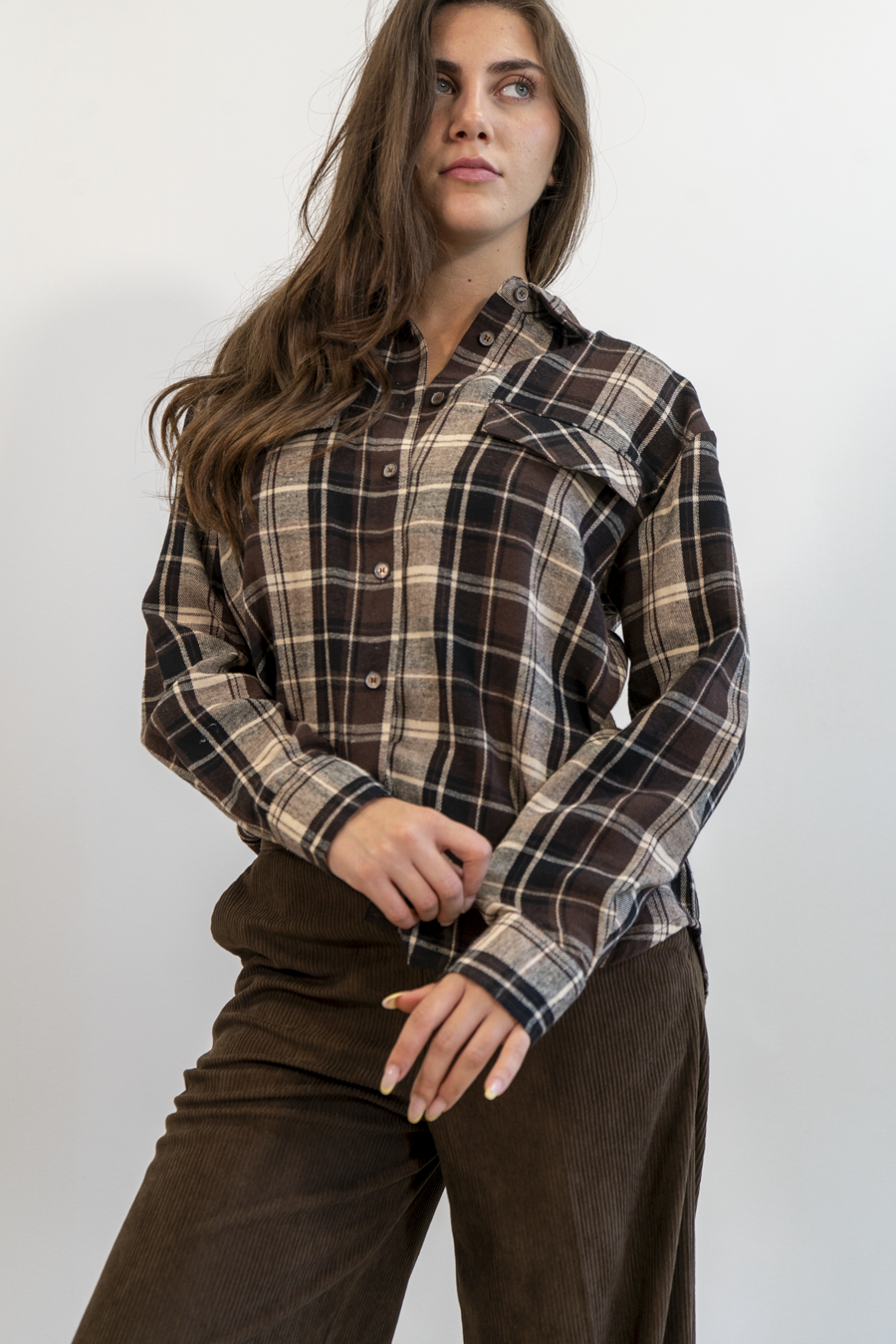 CAMICIA TARTAN CON TASCHE