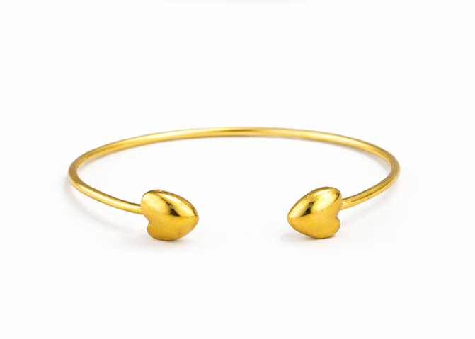 BRACCIALE FASCIA FINA CUORI BOMBATI
