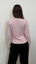 MAGLIA PARI COLLO CON MANICA SBUFFO IN CASHMERE BLAND