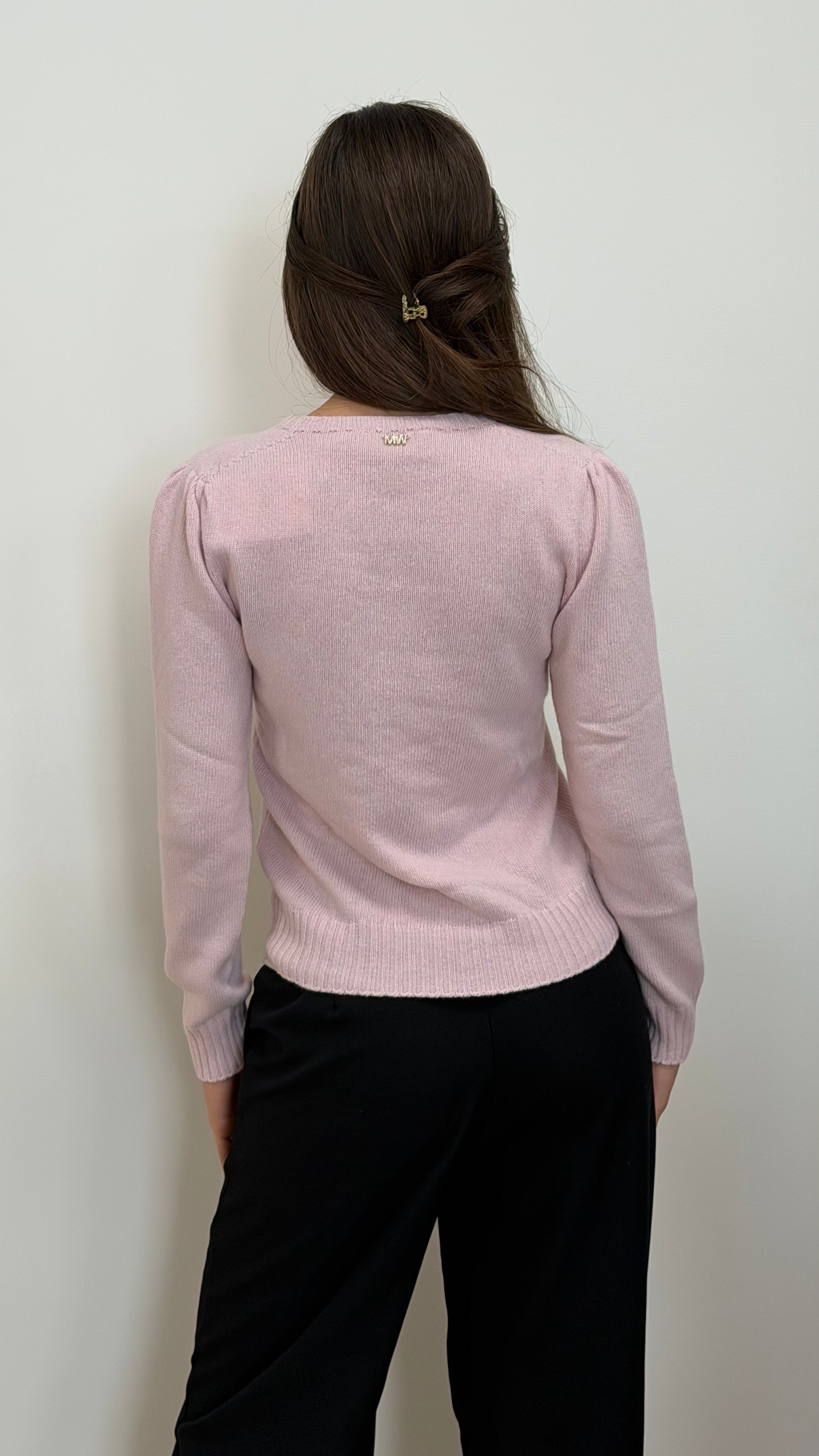 MAGLIA PARI COLLO CON MANICA SBUFFO IN CASHMERE BLAND